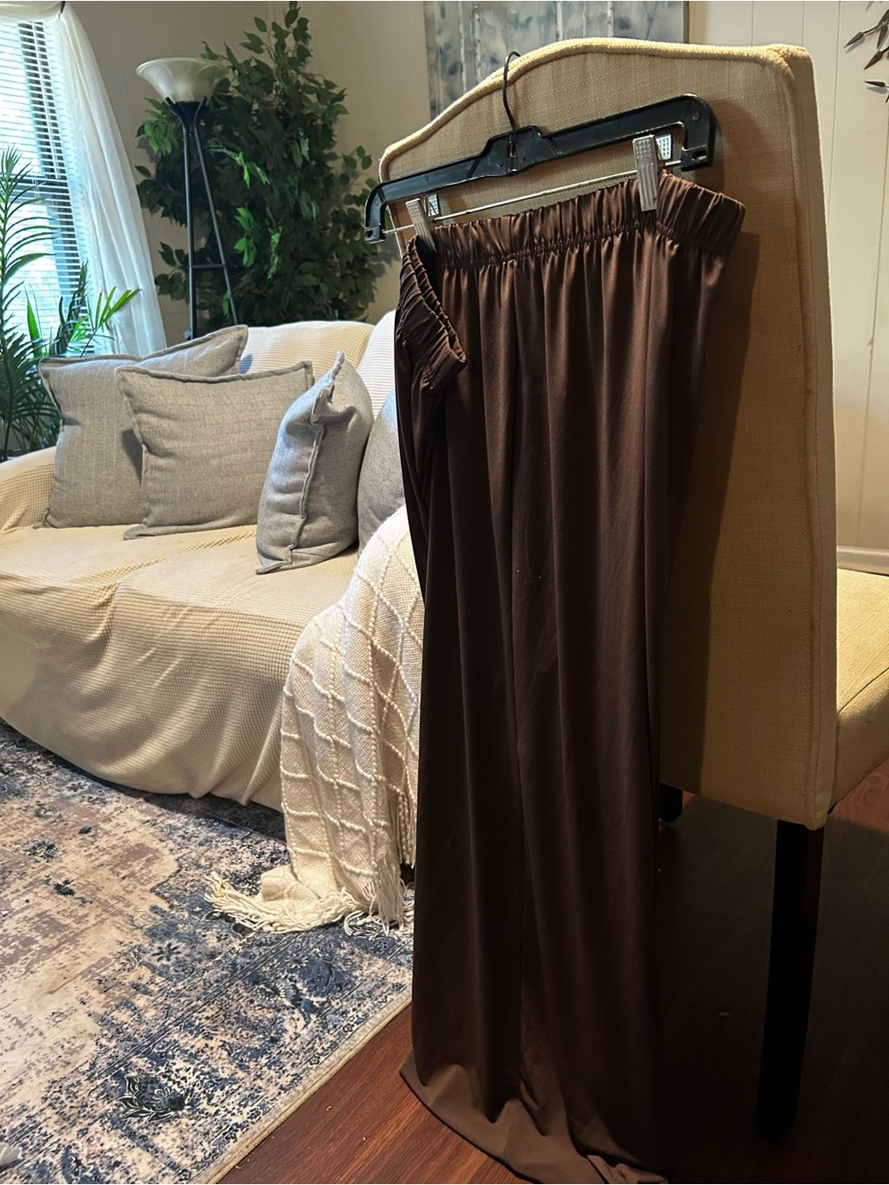 Roaman's Brown Wide-Leg Pull-On Pants